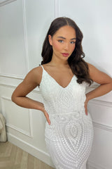 Spotlight White Vip Luxe Sequin Backless Mermaid Fishtail Dress