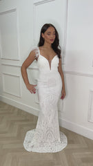 Trophy White Luxe Plunge Tribal Sequin Embellished Illusion Feather Open Back Maxi Dress