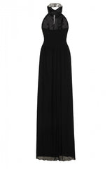 Donna Black Crystal Grecian Maxi Gown Dress
