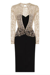 Bellina Sparkle Black & Gold Slinky Midi Dress