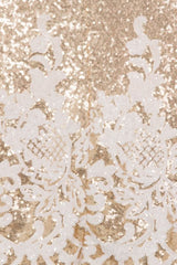 Alyssa Glam Gold & White Sequin Exposed Open Back Victorian Mini Dress