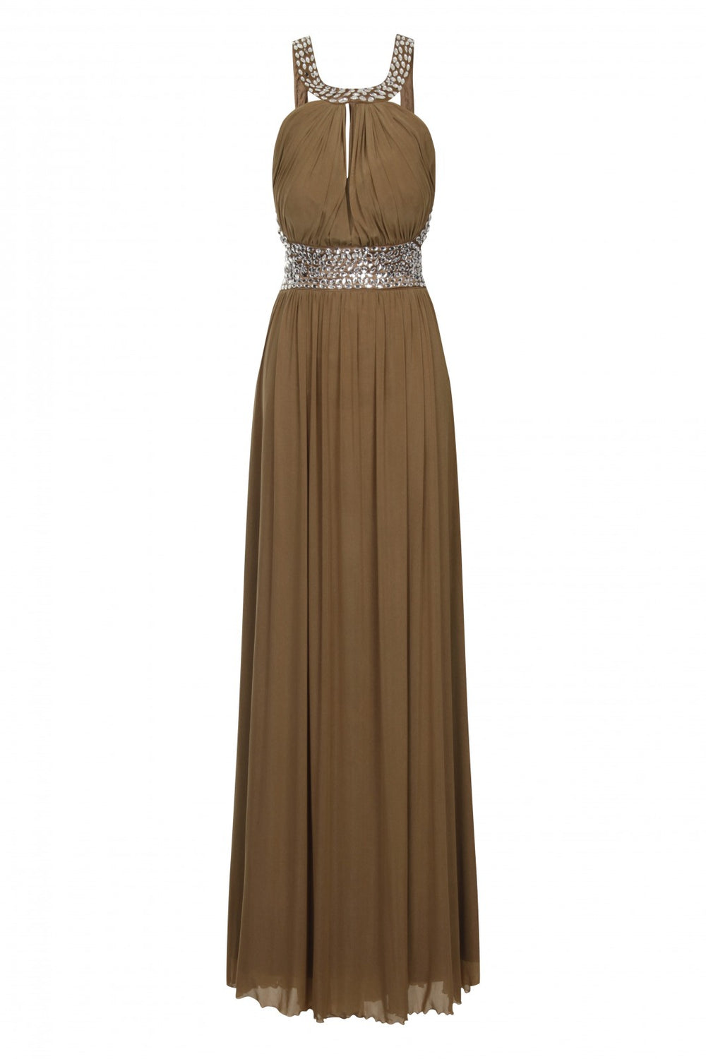 Papya Mocha Maxi Grecian Gown Dress
