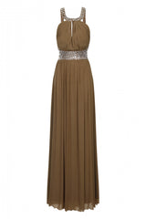 Papya Mocha Maxi Grecian Gown Dress