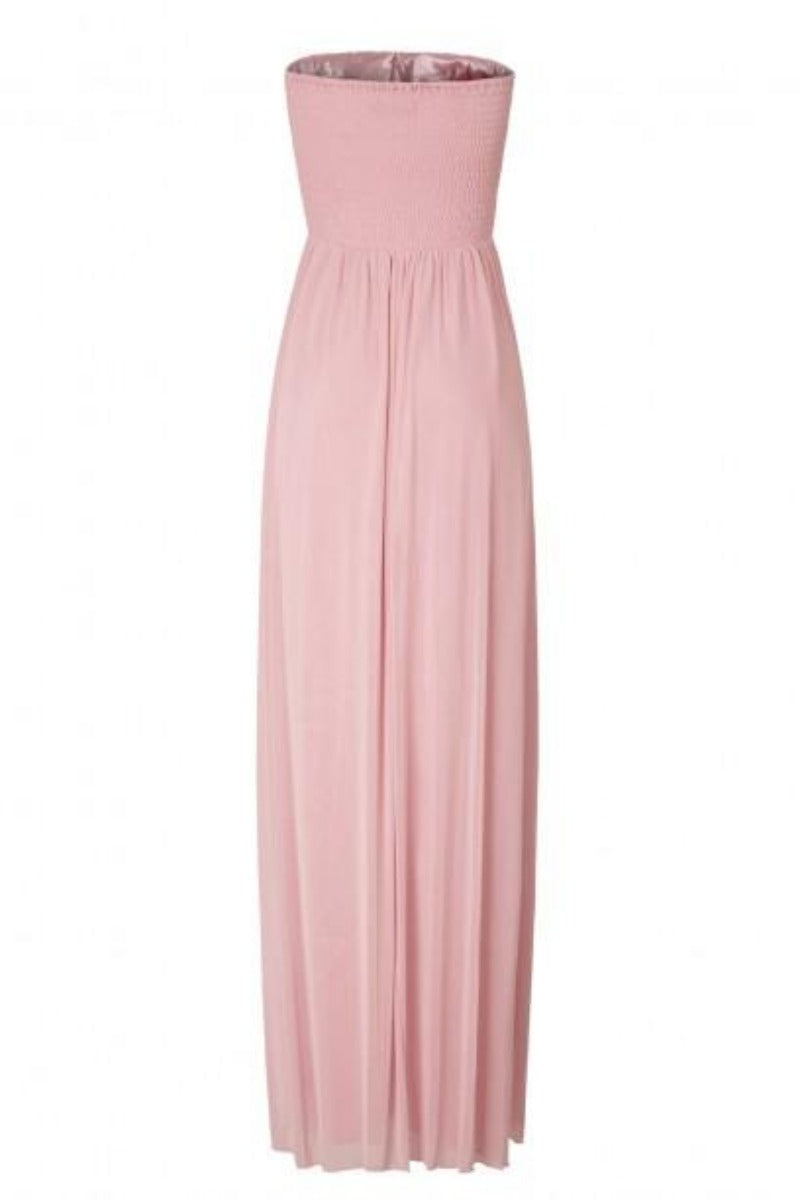 Mia Blush Pink Sweetheart Crystal Bustier Maxi Gown Dress