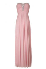 Mia Blush Pink Sweetheart Crystal Bustier Maxi Gown Dress