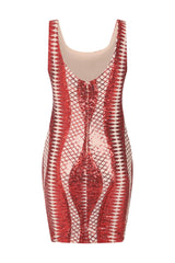 Till Midnight Red Cut Out Sequin Bandage Cage Bodycon Dress