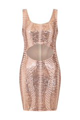 Till Midnight Rose Gold Cut Out Sequin Bandage Cage Bodycon Dress