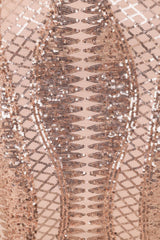 Till Midnight Rose Gold Cut Out Sequin Bandage Cage Bodycon Dress