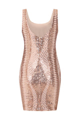 Till Midnight Rose Gold Cut Out Sequin Bandage Cage Bodycon Dress