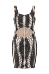 Till Midnight Black Cut Out Sequin Bandage Cage Bodycon Dress