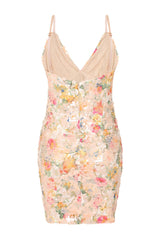 Sitting Pretty Floral Lace & Nude Sequin Strappy Dress