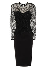 Bellina Sparkle Black Slinky Midi Dress