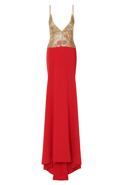 Shayla Red Slinky Backless Fishtail Maxi Dress