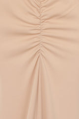 Shayla Nude Slinky Backless Fishtail Maxi Dress