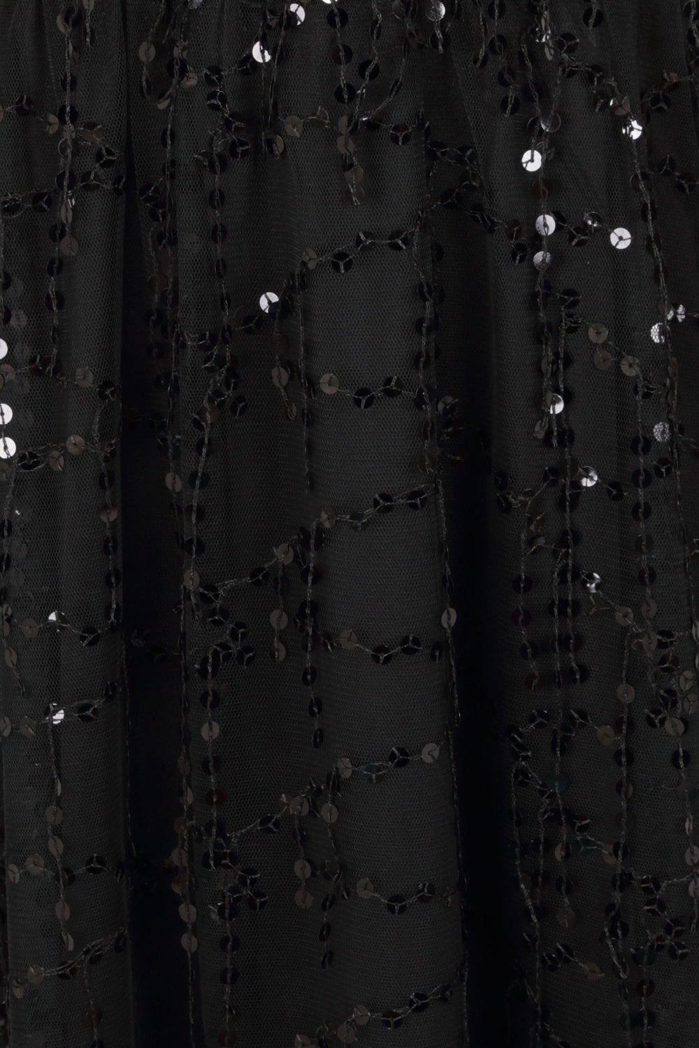 Tiffany Black Plunge Sequin Tassel Fringe Sheer Maxi Dress