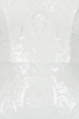 Alexiya White Bardot Sweetheart Sequin Embellished Illusion Dress