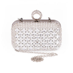 Alia Silver Diamonte Rhinestone Evening Clutch Bag