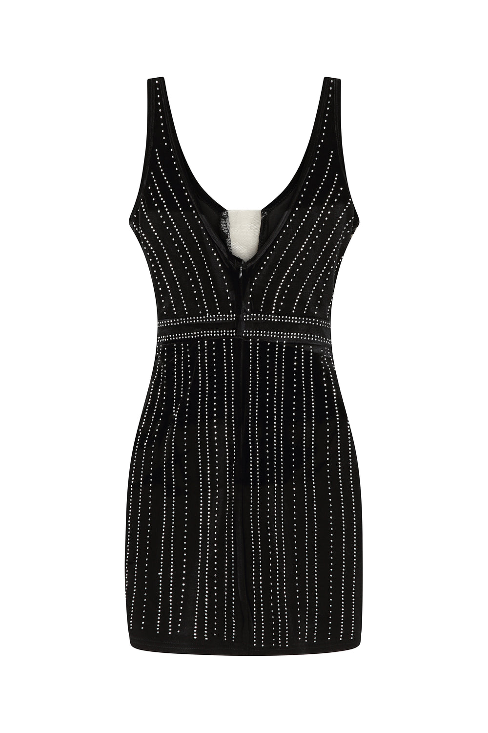 Catch Me Black Rhinestone & Pearls Velvet Plunge Dress