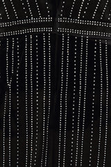 Catch Me Black Rhinestone & Pearls Velvet Plunge Dress