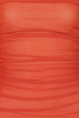 Felicity Orange Bardot Off The Shoulder Mesh Net Midi Bodycon Dress