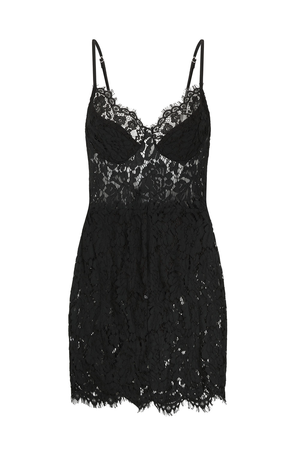 Sheer Me Up Lace Black Bodycon Mini Slit Dress