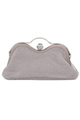 La Silver Crystal Diamante Soft Purse Clutch Bag