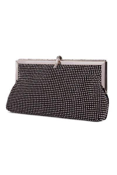 Roma Black Crystal Diamante Soft Purse Clutch Bag