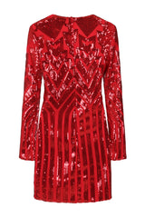 nazz collection red ashanti geometric long sleeve bodycon dress mini