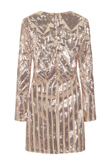 nazz collection rose gold ashanti geometric long sleeve bodycon dress mini