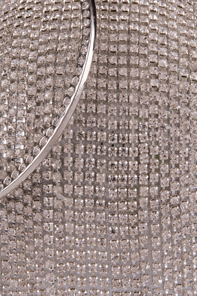 Hollywood Silver Crystal Diamante Tassel Wristlet Sphere Clutch Bag