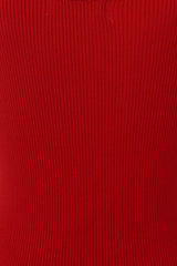 Angelina Red Diamante Strap Ribbed Knitted Pencil Midi Bodycon Dress