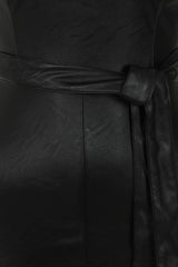 High Standards Black Leather Belted Split Maxi Dress