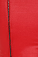 Unzip Me Red Leather Look Double Zip Slit Mini Dress