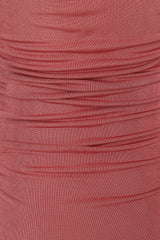 All Ruched Up Dusty Pink Off The Shoulder Long Sleeve Slinky Mini Dress