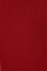 Celina Red Button Ribbed Knitted Long Sleeve Double Slit Mini Dress