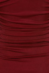 All Ruched Up Berry Off The Shoulder Long Sleeve Slinky Mini Dress