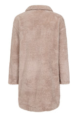 Neema Beige Nude Teddy Plush Fleece Cardigan Jacket