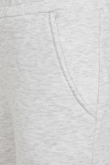 Ari Light Grey Ribbed Waist Hoodie Tracksuit Set