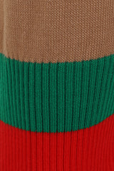 Zara Camel Tan Red and Green Striped Fine Knit 3 Piece Lounge Co-ord Set