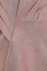 Cosmia Blush Glitter Sparkle Bandeau Pleated Detail Pencil Maxi Dress