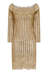 Amelia Bardot Sparkle Glitter White & Gold Victorian Dress