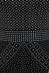 Luxor Black Caviar Crystal Rhinestone Bodycon Midi Dress