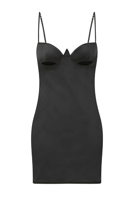 Don'T Hate Black Cut Out Under Bust Satin Mini Dress Dress
