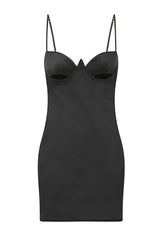 Don'T Hate Black Cut Out Under Bust Satin Mini Dress Dress