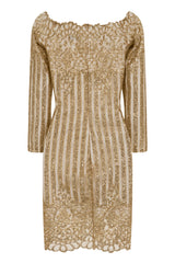 Amelia Bardot Sparkle Glitter White & Gold Victorian Dress