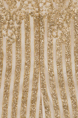 Amelia Bardot Sparkle Glitter White & Gold Victorian Dress
