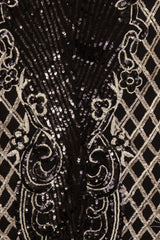 Baddie Vip Black Gold Sequin & Embroidery Two Piece Skirt Top Co Ord Set