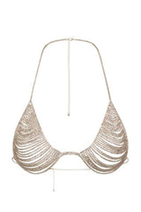 City Glam Silver Crystal Diamante Rhinestone Triangle Bra