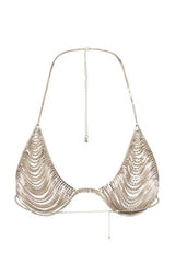 City Glam Silver Crystal Diamante Rhinestone Triangle Bra