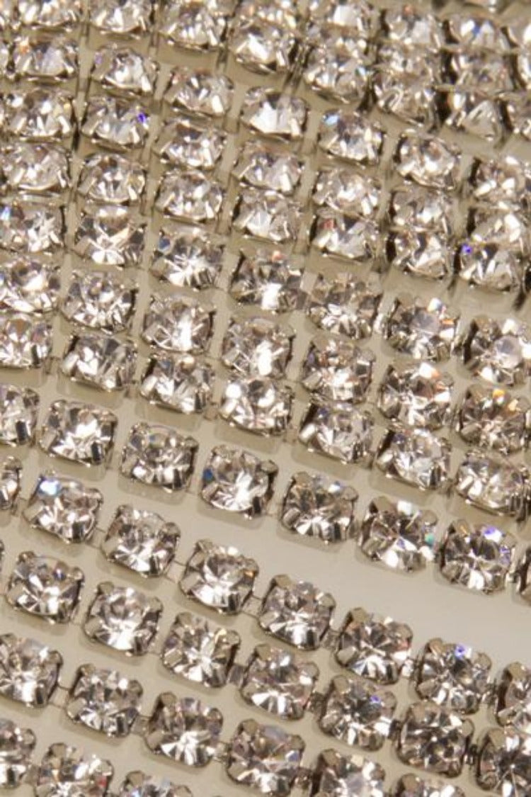 City Glam Silver Crystal Diamante Rhinestone Triangle Bra